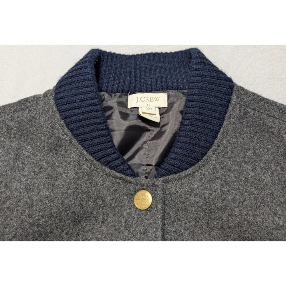 J. CREW Wool Varsity Letterman‎ Jacket Blue Gray - Women XS EUC - Picture 3 of 15